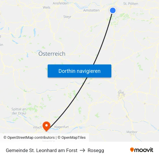 Gemeinde St. Leonhard am Forst to Rosegg map