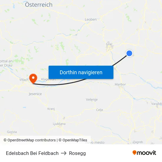 Edelsbach Bei Feldbach to Rosegg map