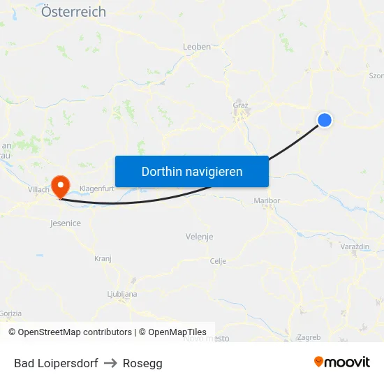 Bad Loipersdorf to Rosegg map