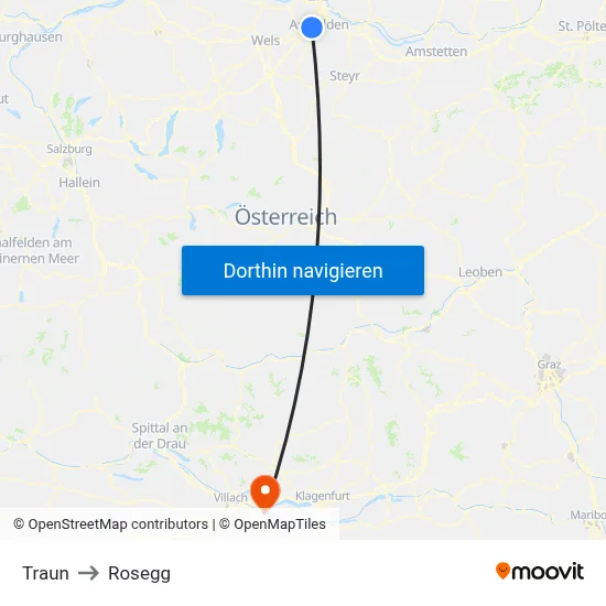 Traun to Rosegg map