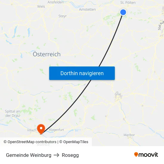 Gemeinde Weinburg to Rosegg map