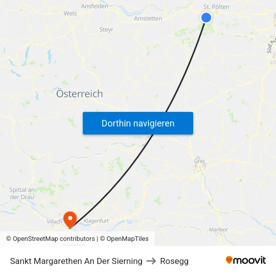 Sankt Margarethen An Der Sierning to Rosegg map