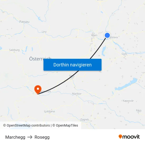 Marchegg to Rosegg map