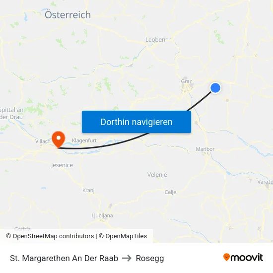 St. Margarethen An Der Raab to Rosegg map