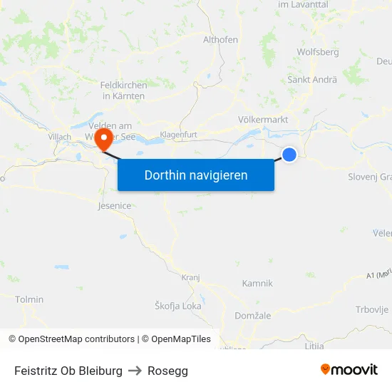 Feistritz Ob Bleiburg to Rosegg map