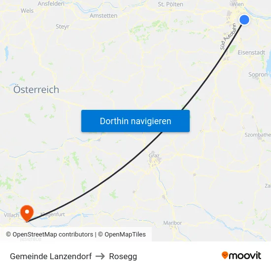 Gemeinde Lanzendorf to Rosegg map