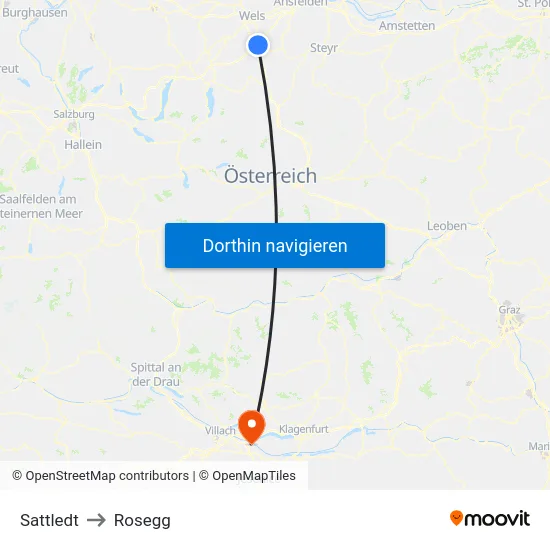 Sattledt to Rosegg map