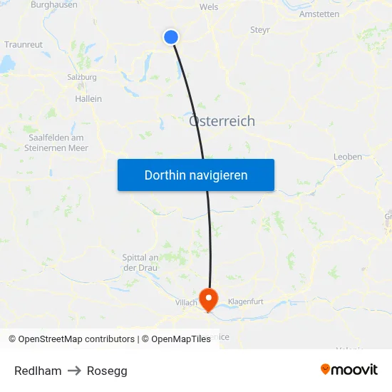 Redlham to Rosegg map