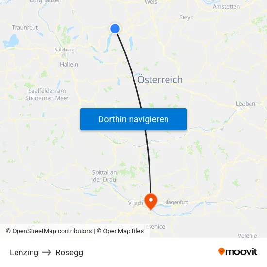 Lenzing to Rosegg map