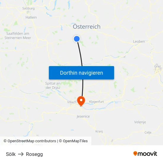 Sölk to Rosegg map