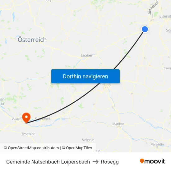 Gemeinde Natschbach-Loipersbach to Rosegg map