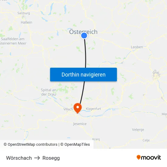 Wörschach to Rosegg map