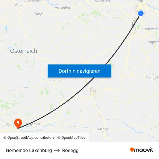 Gemeinde Laxenburg to Rosegg map
