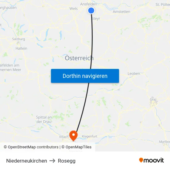 Niederneukirchen to Rosegg map