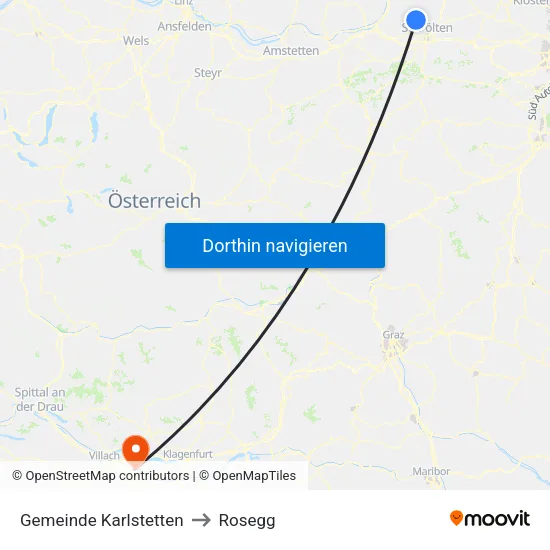 Gemeinde Karlstetten to Rosegg map