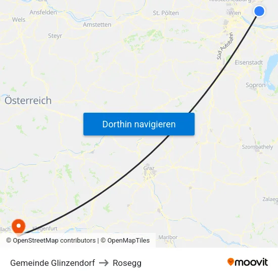 Gemeinde Glinzendorf to Rosegg map
