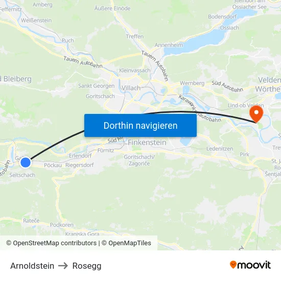 Arnoldstein to Rosegg map