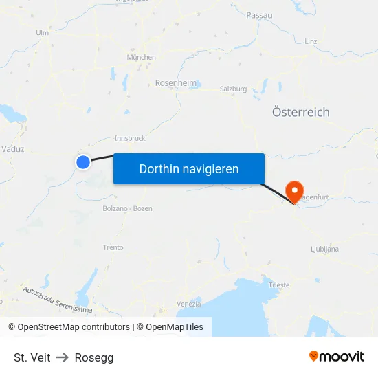 St. Veit to Rosegg map
