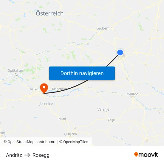 Andritz to Rosegg map