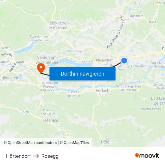 Hörtendorf to Rosegg map
