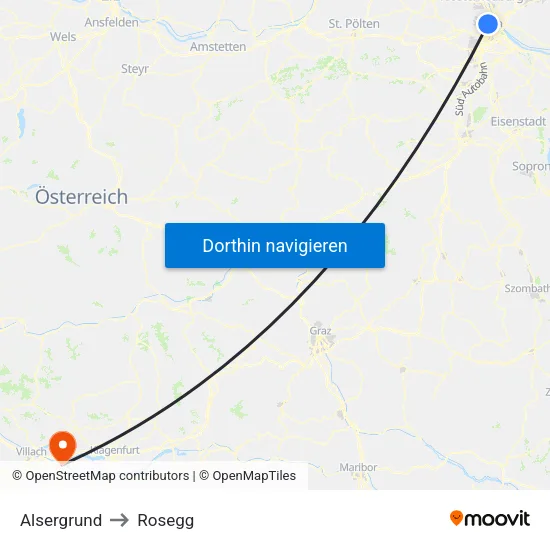 Alsergrund to Rosegg map