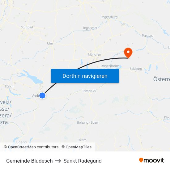 Gemeinde Bludesch to Sankt Radegund map