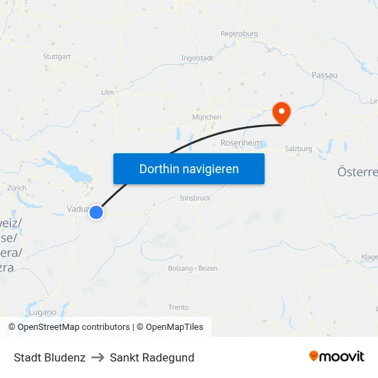 Stadt Bludenz to Sankt Radegund map