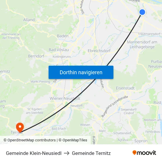 Gemeinde Klein-Neusiedl to Gemeinde Ternitz map