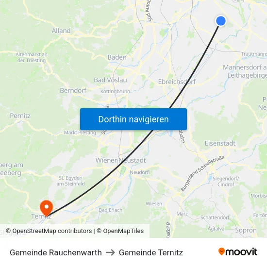 Gemeinde Rauchenwarth to Gemeinde Ternitz map