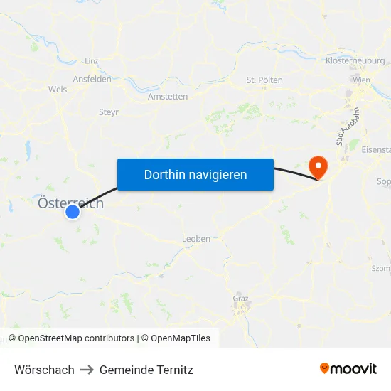 Wörschach to Gemeinde Ternitz map