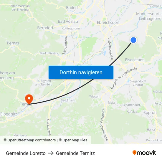 Gemeinde Loretto to Gemeinde Ternitz map