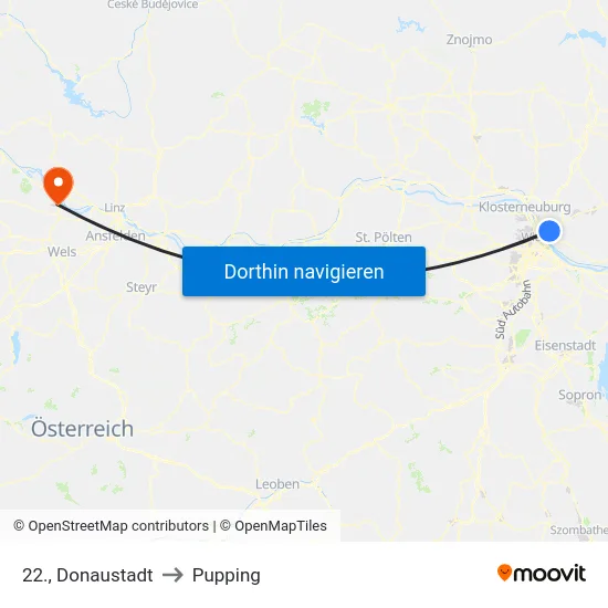 22., Donaustadt to Pupping map