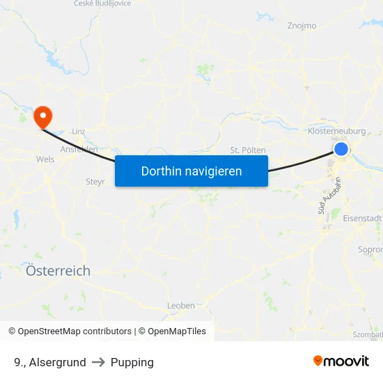 9., Alsergrund to Pupping map