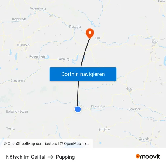 Nötsch Im Gailtal to Pupping map