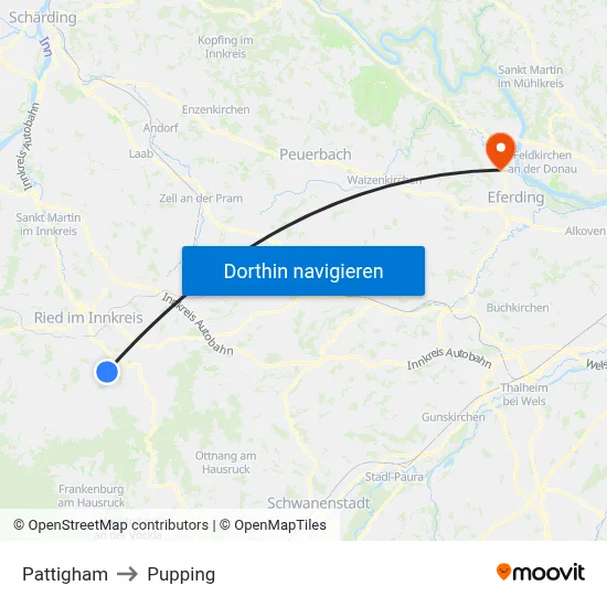 Pattigham to Pupping map