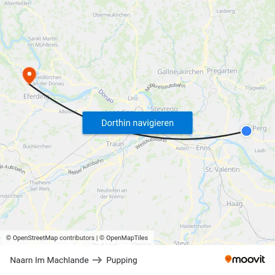 Naarn Im Machlande to Pupping map