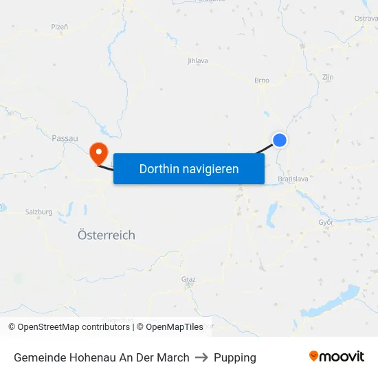 Gemeinde Hohenau An Der March to Pupping map