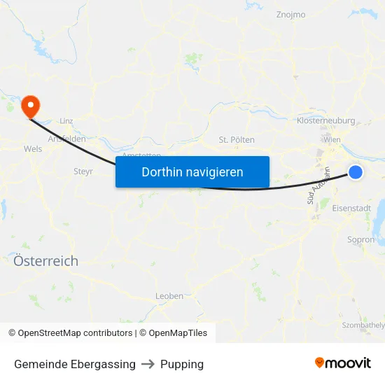 Gemeinde Ebergassing to Pupping map