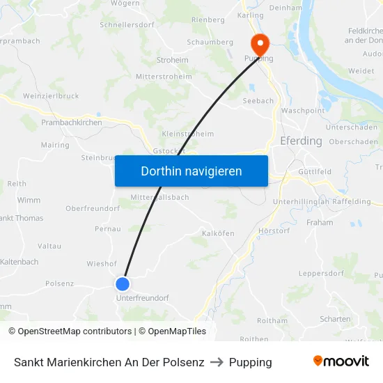Sankt Marienkirchen An Der Polsenz to Pupping map