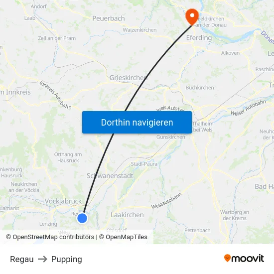 Regau to Pupping map