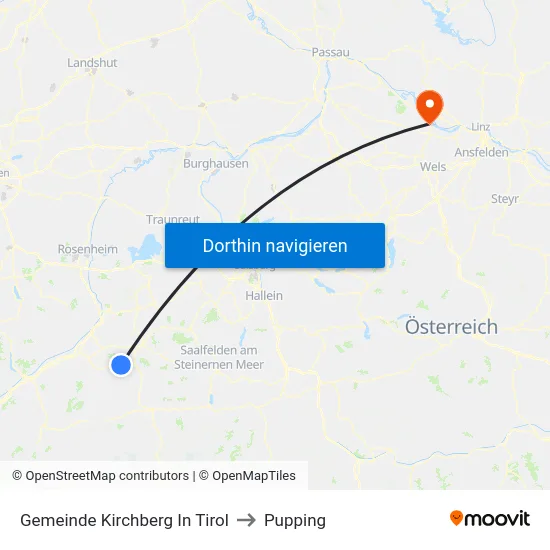 Gemeinde Kirchberg In Tirol to Pupping map