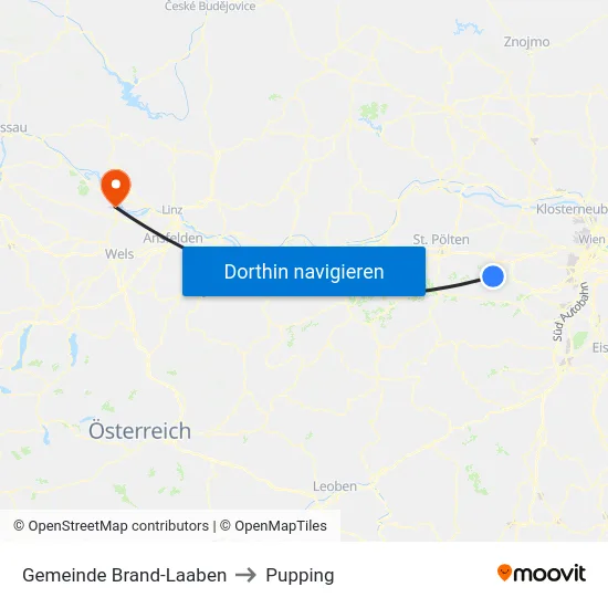Gemeinde Brand-Laaben to Pupping map