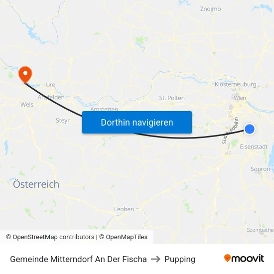 Gemeinde Mitterndorf An Der Fischa to Pupping map