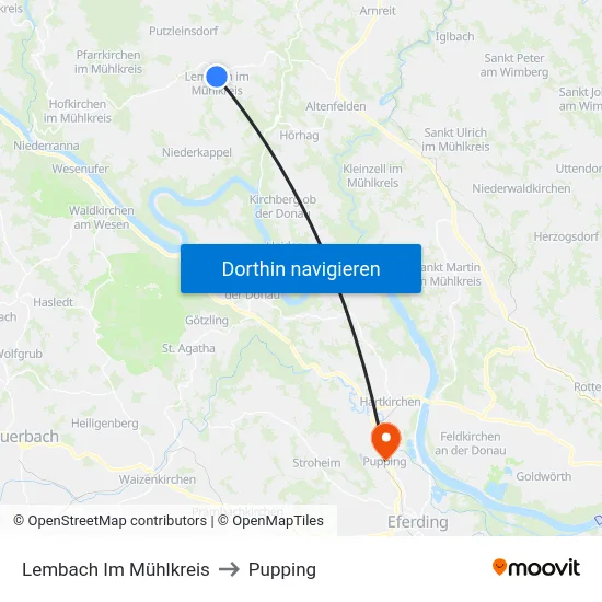 Lembach Im Mühlkreis to Pupping map