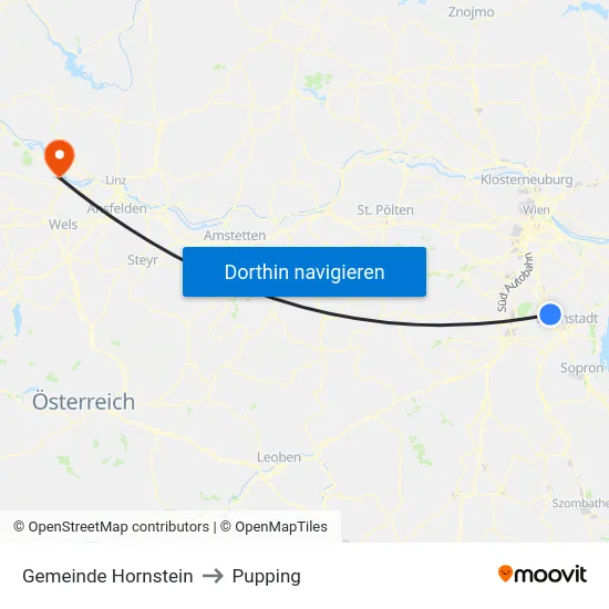 Gemeinde Hornstein to Pupping map