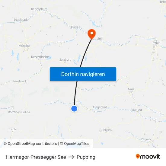 Hermagor-Pressegger See to Pupping map