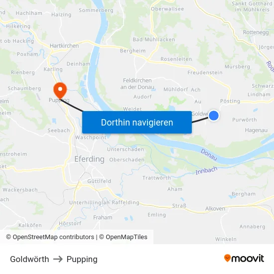 Goldwörth to Pupping map