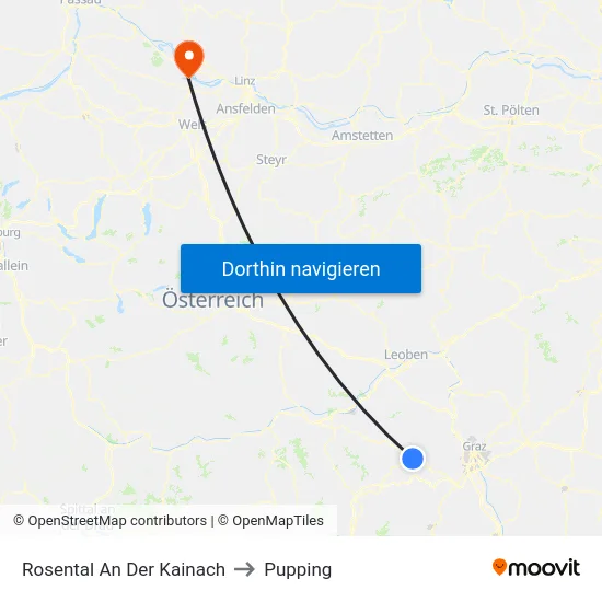 Rosental An Der Kainach to Pupping map