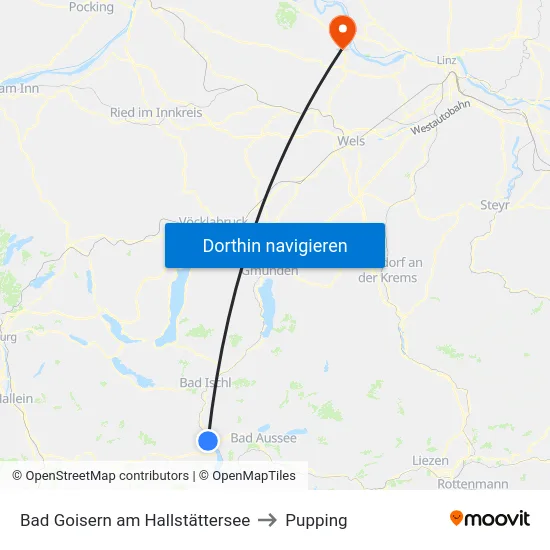 Bad Goisern am Hallstättersee to Pupping map
