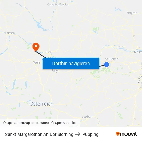 Sankt Margarethen An Der Sierning to Pupping map